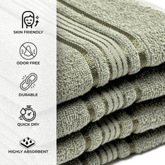 Akiko Home 100% Cotton Essential Series Hand Towels 800 Gsm | Soft, Absorbent & Durable, Cotton Hand Towel | Pack Of 4 (Green)