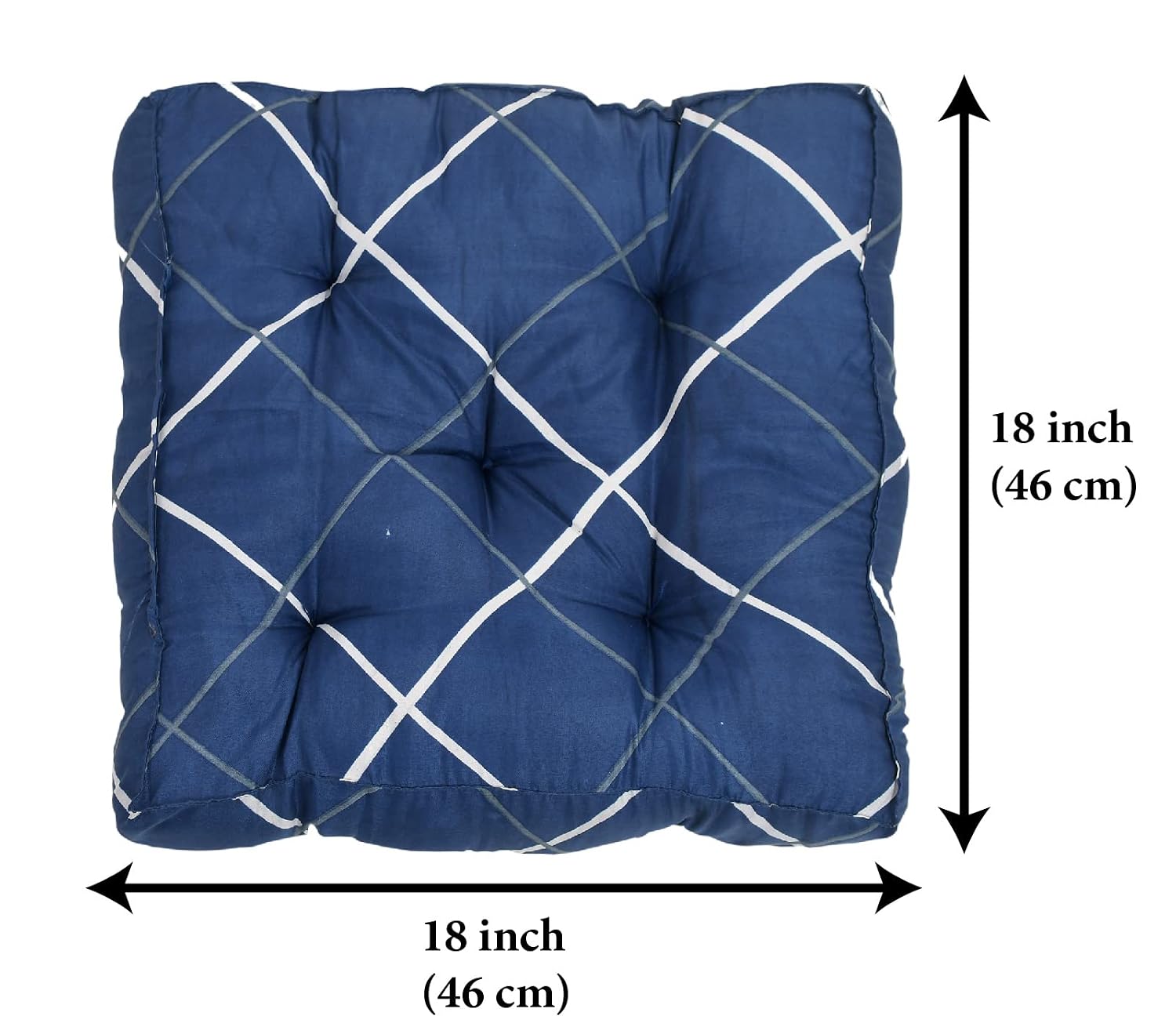 Microfiber Square Chair Pad, Seat Cushion For Rocking Chair, Geometric Printed, Blue | For Indoor & Outdoor, Furniture Cushion, Washable | Perfect Fit For Any Chair - Pack Of 4
