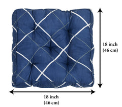 Microfiber Square Chair Pad, Seat Cushion For Rocking Chair, Geometric Printed, Blue | For Indoor & Outdoor, Furniture Cushion, Washable | Perfect Fit For Any Chair - Pack Of 4