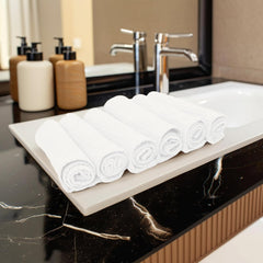 Encasa Xo Kitchen Hand Towels Set 150 Gsm | Waffle Weave & Flat Hand Towel | Quick Drying Reusable Cotton Washcloths | Set Of 6 (White)
