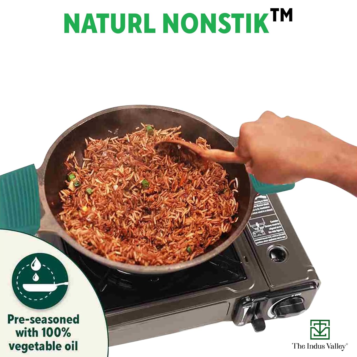 Super Smooth Black Cast Iron Kadai For Deep Frying With Silicon Grip - Medium, 25.4cm, 10 Inch, 2.5 Liters, 2.4 Kg | Naturally Nonstick, 100% Pure & Toxin-Free, No Chemical Coating