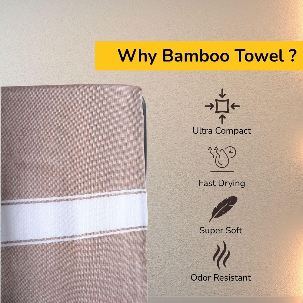 Aero Weav Ultra Lightweight Bamboo Bath Towel 200gsm | Compact, Portable & Less Than Skin-Friendly & Eco-Friendly Travel Towel (Terracotta & Denim Blue)- Pack Of 2