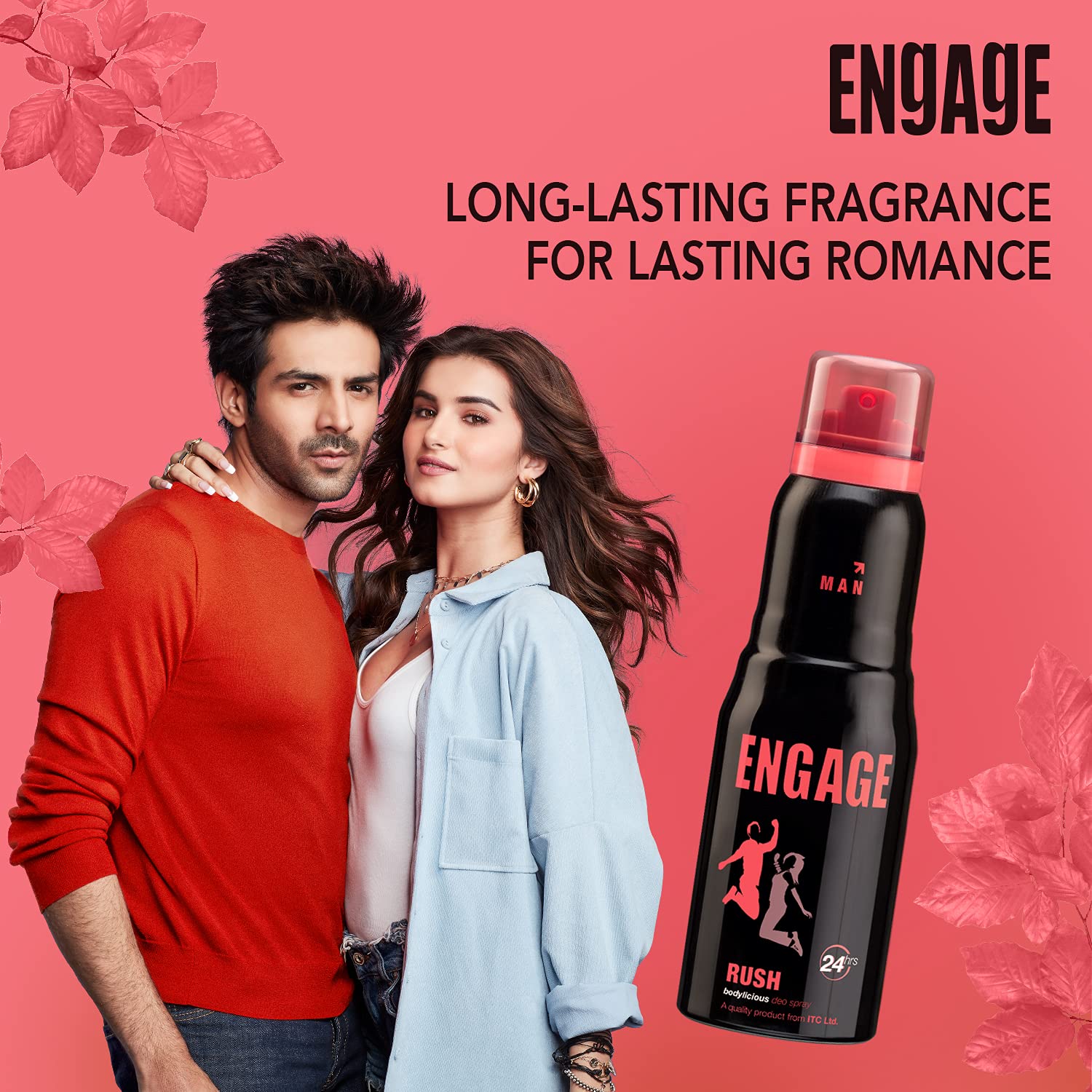 Engage Rush Deodorant For Men | Fruity And Sweet , Skin Friendly Fragrance Body Spray 150ml 5 Fl.oz.