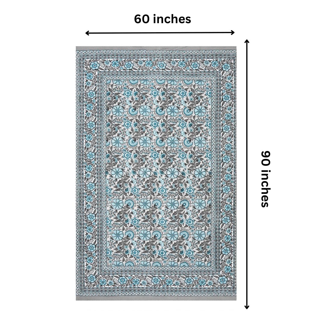 Soft Cotton Single Size Bedsheet With 1 Pillow Cover - 60 X 90 Inches, Sky Blue & Grey | Durable For Everyday Use - All Season Comfort