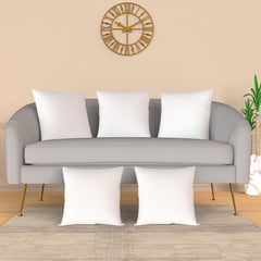 Microfiber Square Pillow, Cushion For Sofa, Car & Decoration, White, Small Size - 12 X 12 Inch | Throw Pillow, Back & Neck Support, Hypoallergenic, Washable, White Cover - Pack Of 5