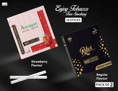Aarogyam Herbals Pack Of 2 Flavours 100% Tobacco & Nicotine Free Cigarette For Relieve Stress & Mood Enhance Product Relax Regular, Strawberry - 10 Sticks X 2 Packets