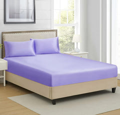 Elastic Fitted Bedsheet Queen Size With 2 Pillow Cover - 60 X 78 X 10 Inches, Lavender | Lightweight & Breathable, Perfect For All Seasons