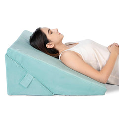 Wedge Pillow For Back Support, Velvet Aqua Green, XL Size - 24 X 24 X 12 Inch | Adjustable Memory Foam Bed Wedge Pillow For Sleeping, Acid Reflux, Gerd, Snoring, Pregnancy, Breathable