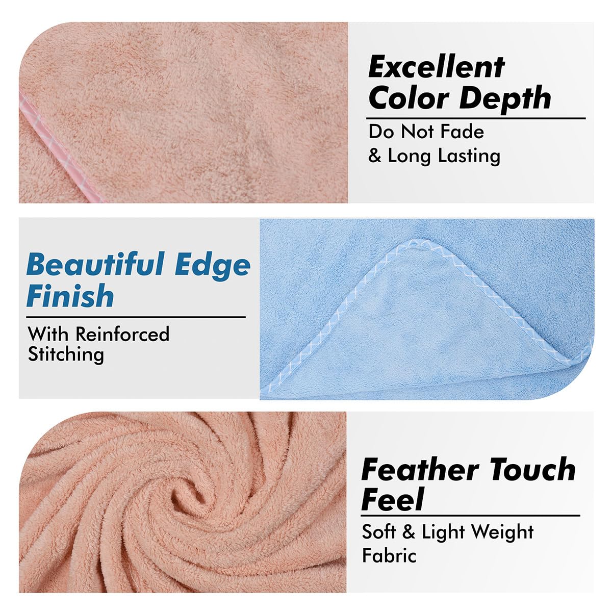 Urbanleaf Microfiber Large Bath Towel Quick Dry Super Absorbent Bath Towel | Towel For Bath, Travel, Gym, Beach, Pool & Yoga (Peach & Blue)