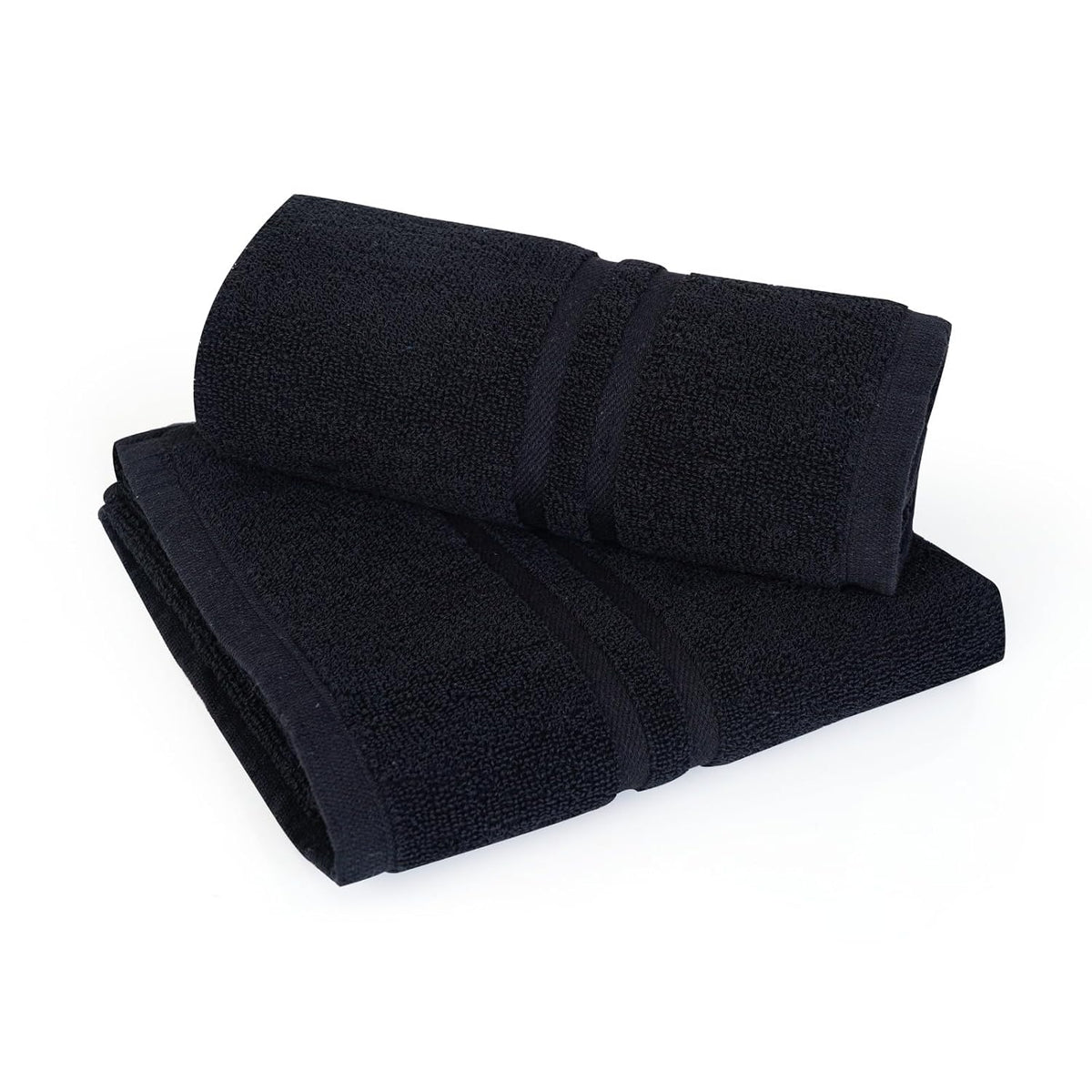 Pyaro Medium Size Bath Towel 900 Gsm | Spa & Gym Towel Sets, Fade Resistant, Ideal For Daily Use | Pack Of 2 (Black)