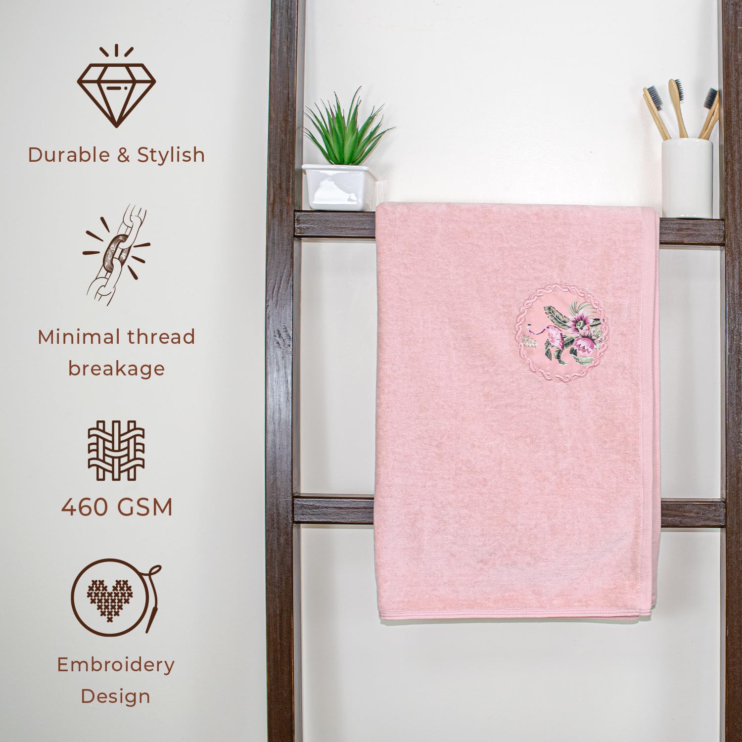 Akiko Home Prima Dream 100% Cotton Bath Towels 450 Gsm | Soft, Absorbent & Durable, Cotton Bath Towel | Pack Of 1 (Peach)