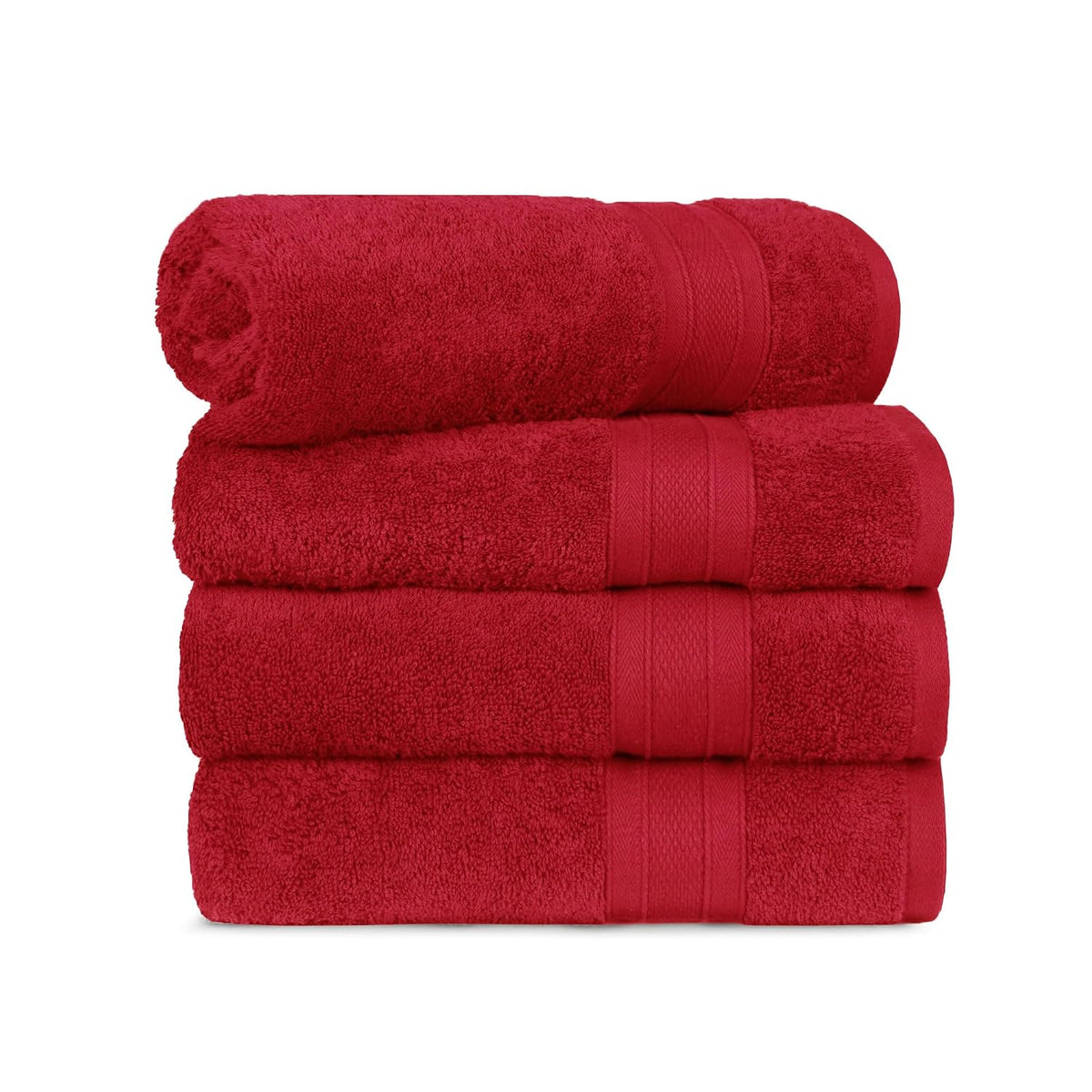 Trident Soft Comfort Air Rich 100% Cotton Bath Towels 500 Gsm | Large Size Bathroom Towels For Men/Women, 4 Pcs (Crimson)