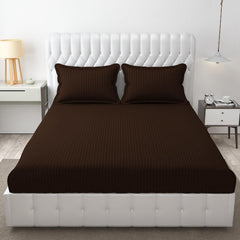 Elastic Fitted Bedsheet For Double Bed With Two Pillow Covers | King Size - 72 X 78 Inches, Coffee | Durable & Soft Fabric Offers Comfort