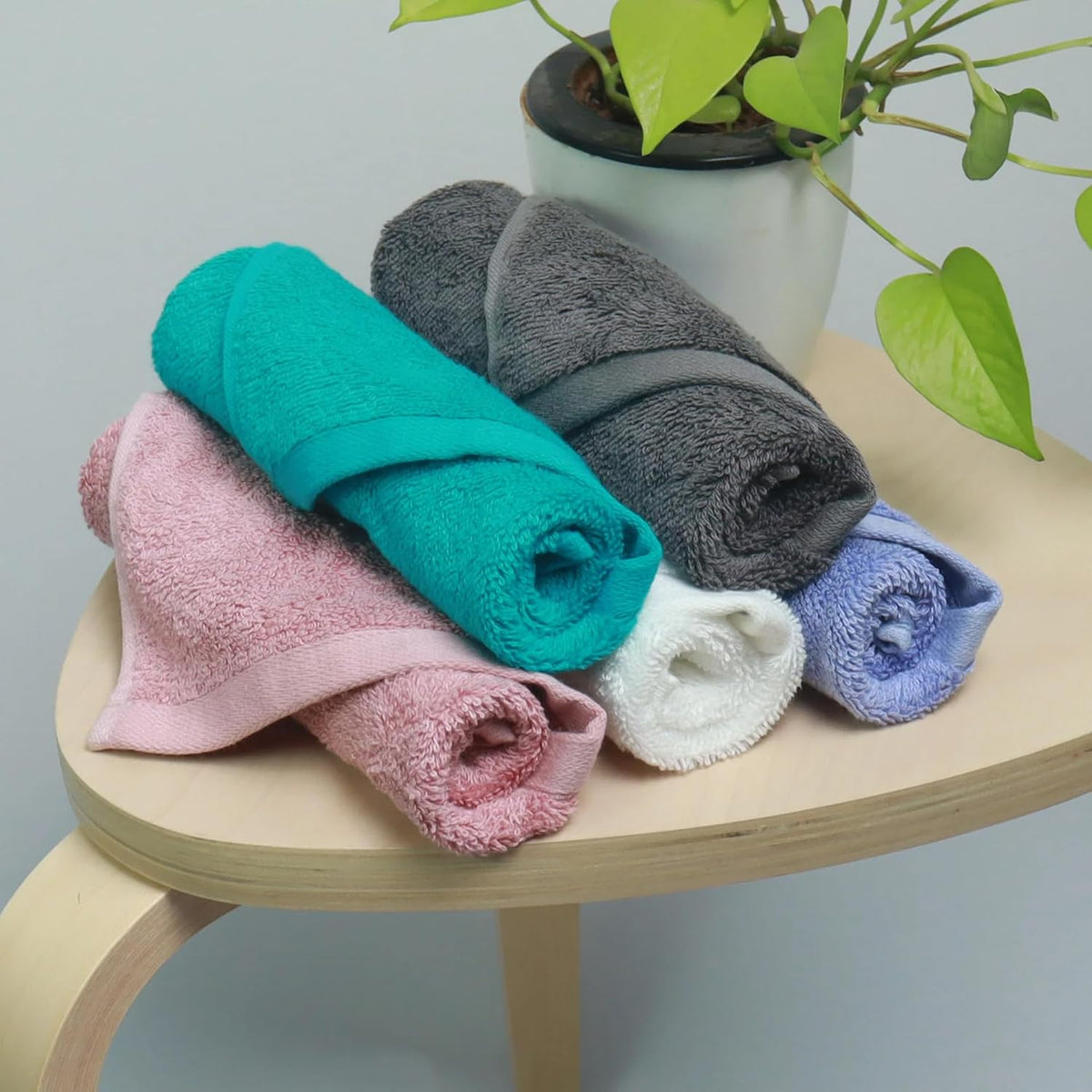 Heelium Bamboo Face Towel 800 Gsm | Ultra Absorbent & Odour-Free 3x Softer Than Cotton Towels | Pack Of 5 (Peach, Teal, Grey, Iris & White)