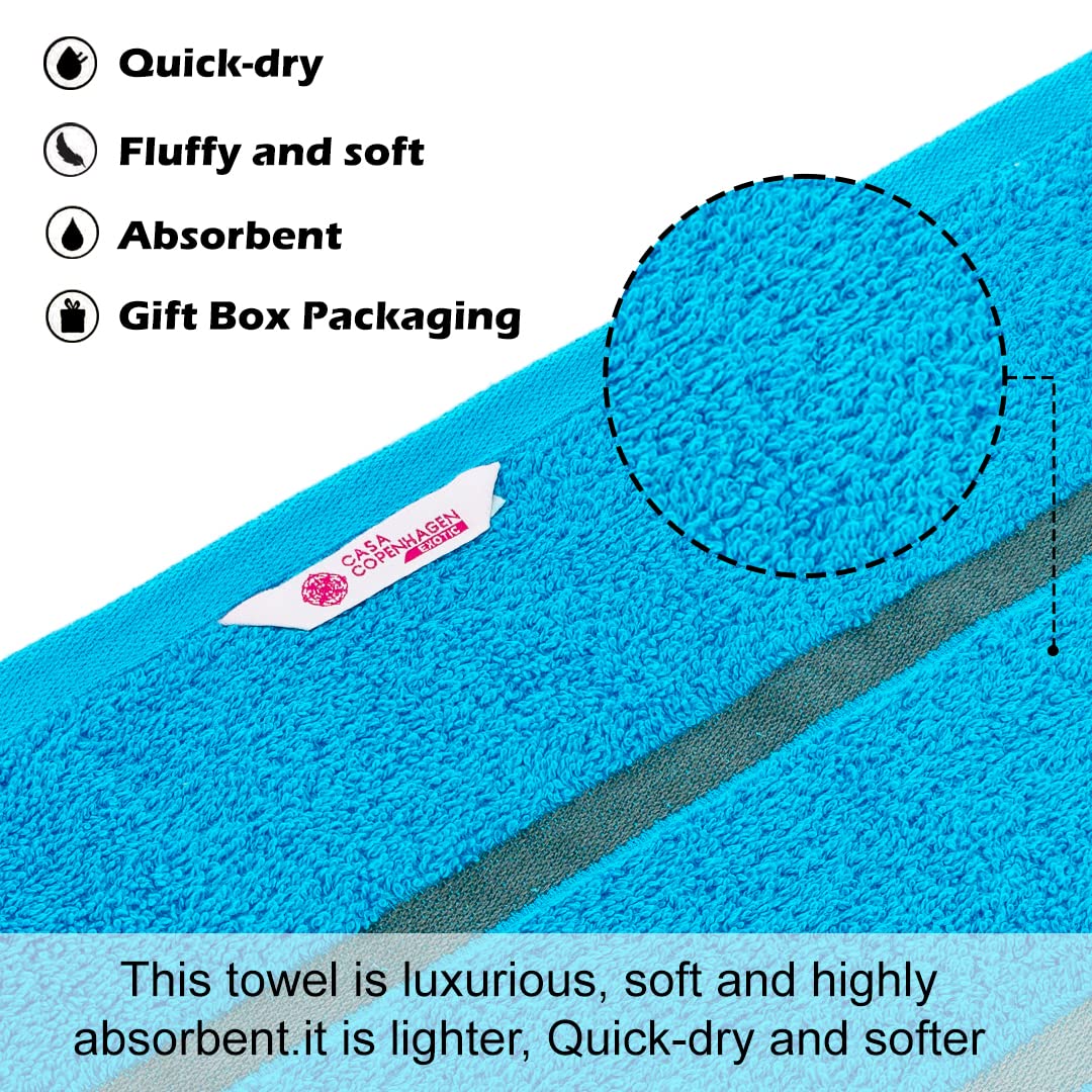 Casa Copenhagen Egyptian Cotton Exotic 1 Pcs Large Bath Towel 500 Gsm (Teal Blue)
