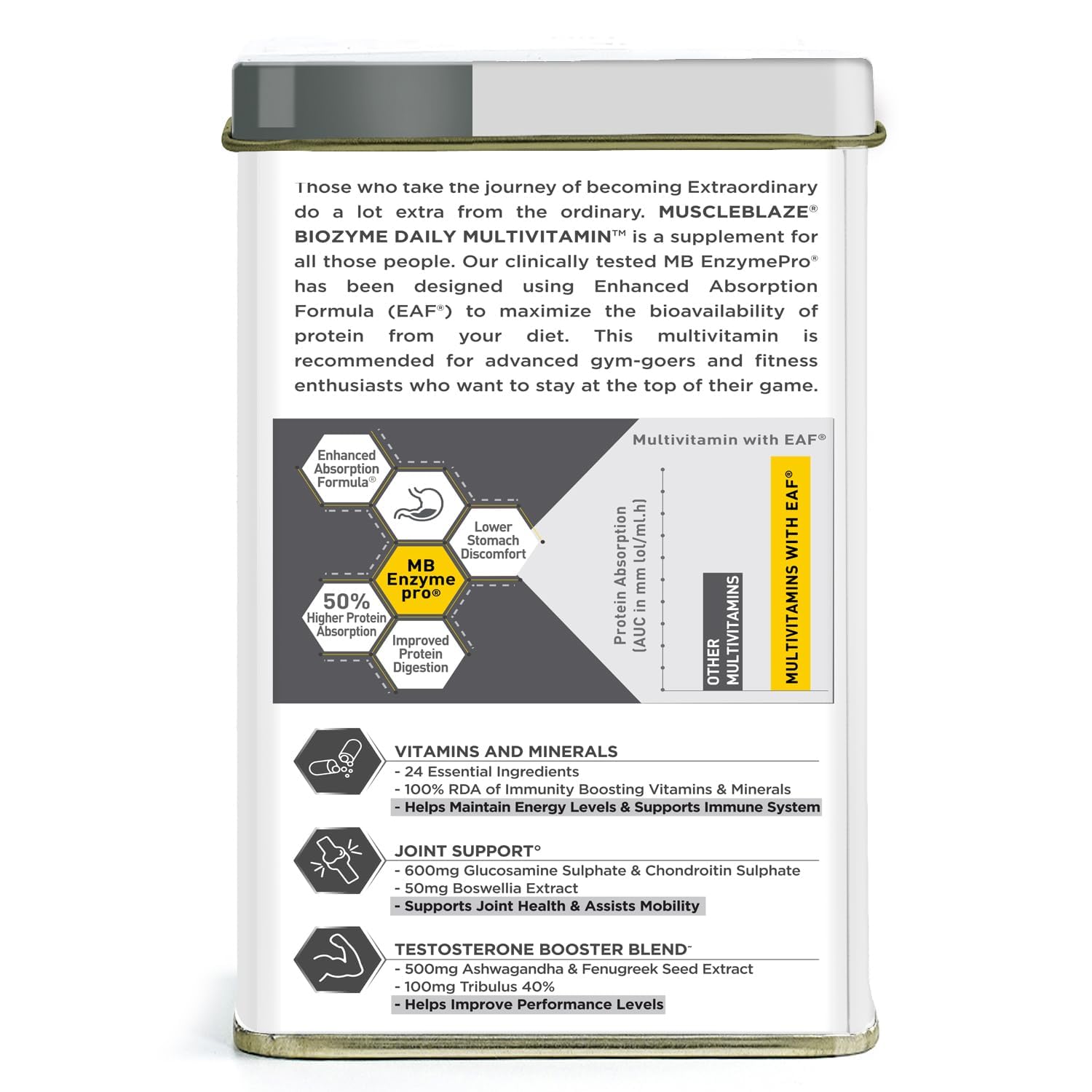 Muscleblaze Daily Multivitamin , 5-in-1 Supplement With Vitamins, Minerals, Patient Published EAF , Trustified Certified For Higher Energy & Improved Performance Levels | 90 Tablets 150gm 0.3lbs