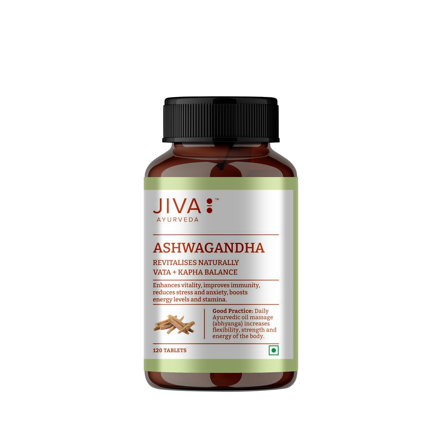 Jiva Ashwagandha Tablet 100% Ayurvedic Formulation Boosts Immunity & Energy Level, Strengthens Nervous System, Reduces Stress & Anxiety | 120 Tablets 200gm 0.4lbs Each Pack Of 3