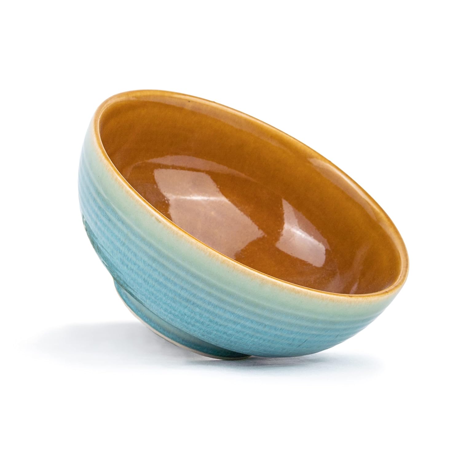 Ceramic Large Serving Bowls Set Of 1 Pc - 1500ml, Blue Brown | Premium Ceramic Bowls - Microwave Safe Bowls | Ceramic Bowl With Glossy Finish - Large Size Bowl