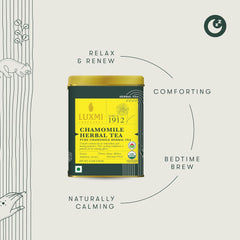Luxmi Estates Chamomile Herbal Tea - 25gm, 0.8 Ounce | Stress Relief Bedtime Tea For Restful & Peaceful Sleep - USDA Organic Certified, Caffeine-Free Herbal Tea