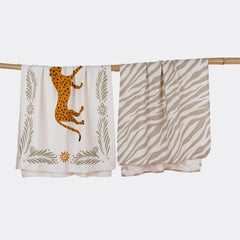 Thirsty Towel Bamboo Bath Towels | Super Soft & High Absorbency Towel, Light Weight, & Quick Dry Towel Large Size - Taupe Tiger & Cheetah Charm (Pack Of 2)
