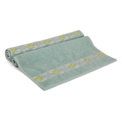 Lush & Beyond Cotton Embroidered Hand Towel 400 Gsm (Teal) - 2 Piece