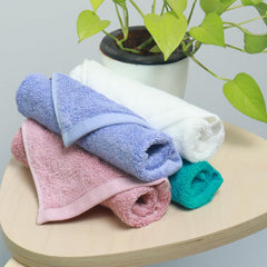 Heelium Bamboo Face Towel 800 Gsm | Ultra Absorbent & Odour-Free 3x Softer Than Cotton Towels | Pack Of 4 (Iris, White, Peach & Teal)