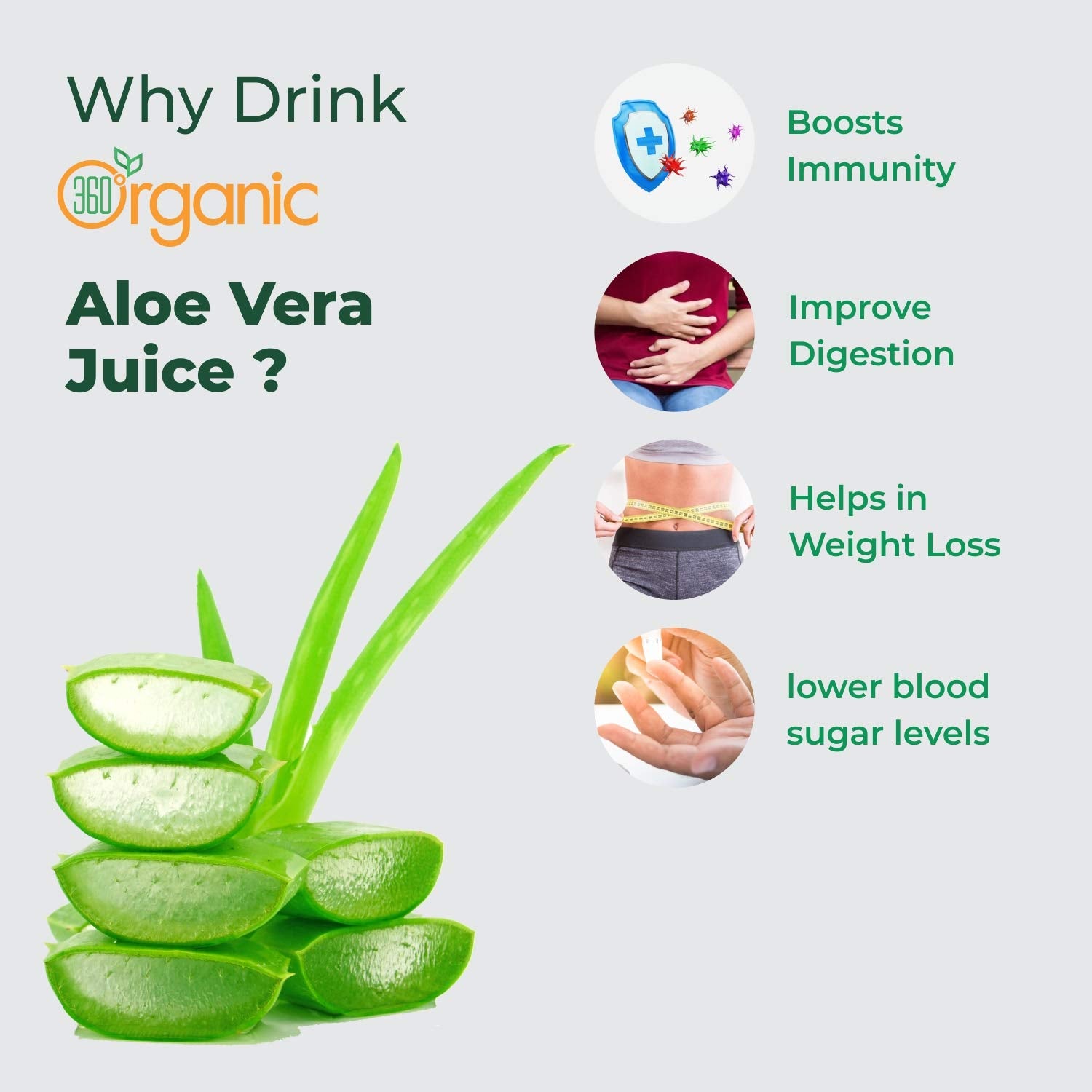 360 Degree Organic Aloe Vera Juice For Skin And Hair No Added Sugar, Rich In Vitamins, Minerals & Antioxidants | 500ml 1.1lbs