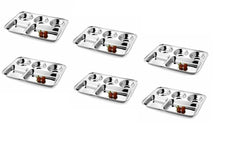 Silver Stainless Steel Sandwich Tray Set, 5 Pieces, Microwave Safe | Set Of 5 Individual Trays In 1 - Pack Of 6, Rectangular Shape