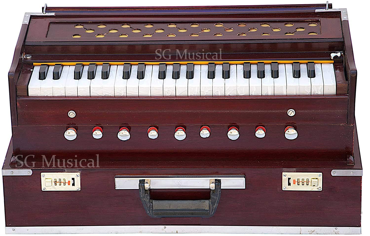 Best Folding Harmonium With Free Padded Bag - 9 Stopper (5 Stops & 4 Drones), 7 Bellow, 42 Keys, Two Reed (Bass-Male), 3 1/2 Octave