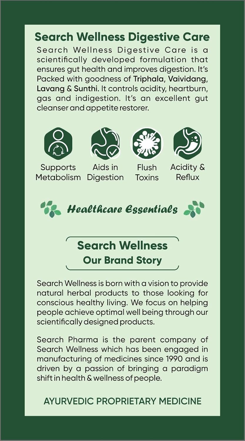 Search Wellness Digestive Care Natural & Herbal Capsules For Better Digestive Function & Healthy Gut, Healthy Digestion & Boost Immunity | 60 Capsules, 100gm 0.2lbs Each Pack Of 2