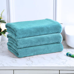 Black Gold The Finer Touch Microfiber Bath Towels 1500 Gsm | Super Absorbent, Lightweight, Ultra-Soft, Fade Resistant (Green Blue) - Pack Of 3