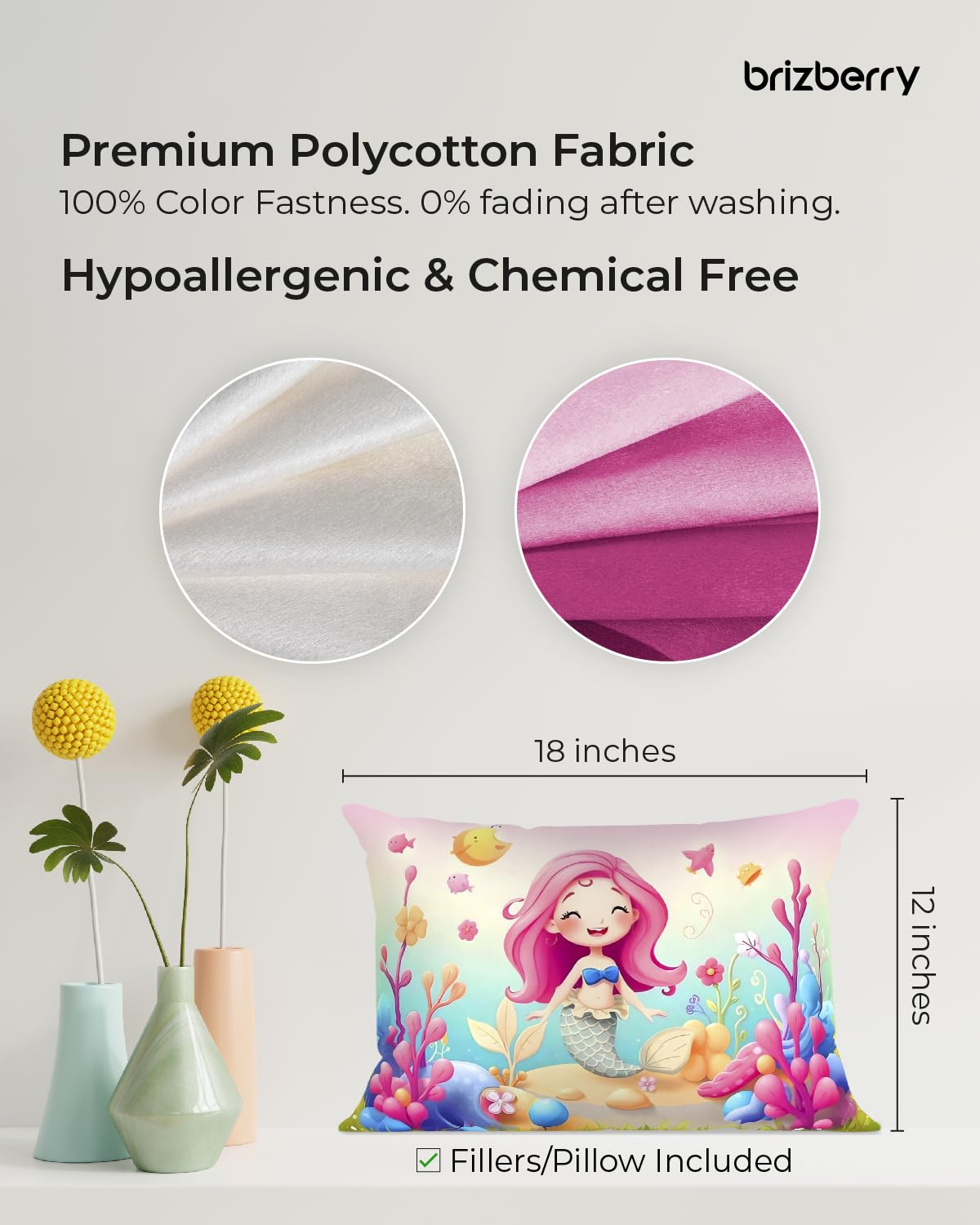 Kids Pillow Cushion With Super Soft Fabric Pillow - 12 X18 Inches | Animal & Cartoon Prints, Soft Pillow, Dual Sided Design | Multi-Purpose, Durable & Easy Care, Made In India - Design 11