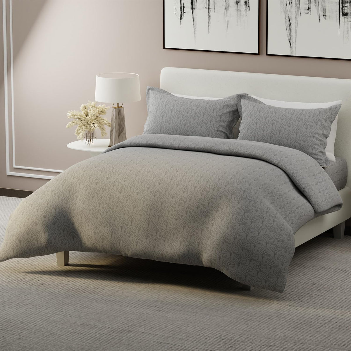 Cotton Blend Bedsheet King Size Set With 2 Pillow Covers - Size 107 X 101 Inches, Grey | Light Weight & Breathable, Bedsheets Safe & Comfortable For Every Season