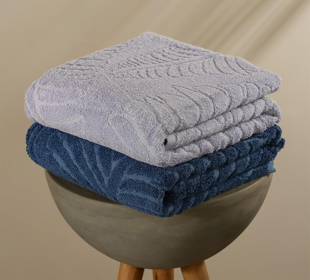 Musa Banana Bath Towels 400 Gsm | Towels With Free Bag Terry Towels Large Size | Super Soft & Super Absorbent (Midnight Blue + Misty Lilac) Pack Of 2