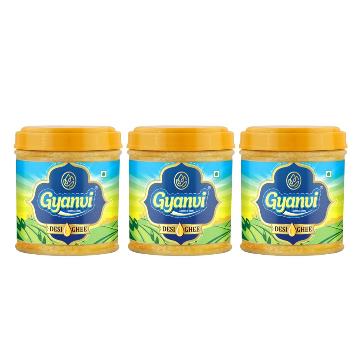 Pure Organic Desi Ghee By Gyanvi | High In Nutritious & Healthy Pure Desi Ghee For Used For Baking | 300ml (100ml * 3) 10.1 Ounce | Plastic Bottle