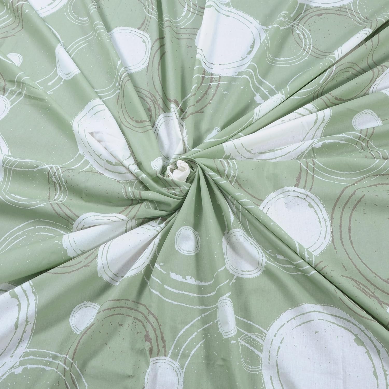 1 King Bedsheet With 2 Pillow Covers - 108 X 108 Inches, Green & Off White | Beautiful Print & Luxury Look Bedsheet | Cotton Bedsheet Is Naturally Comfortable