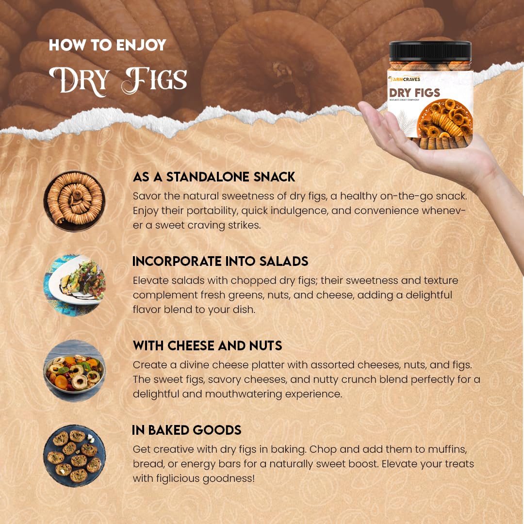 100% Natural Farm Fresh Anjeer Figs By Farmcraves 500gm, (250gm*2) Each | Healthy & Nutritions Rich Source Of Healthy Dry Fruit Snack Jar Pack | 17.6 Ounce