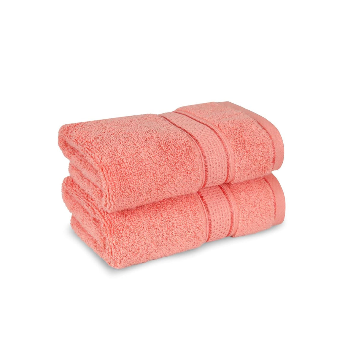 Mytrident Indulgence Collection Hand Towel 400 Gsm | 100% Cotton For Men & Women Hand Towel - Coral Pink (Pack Of 2)
