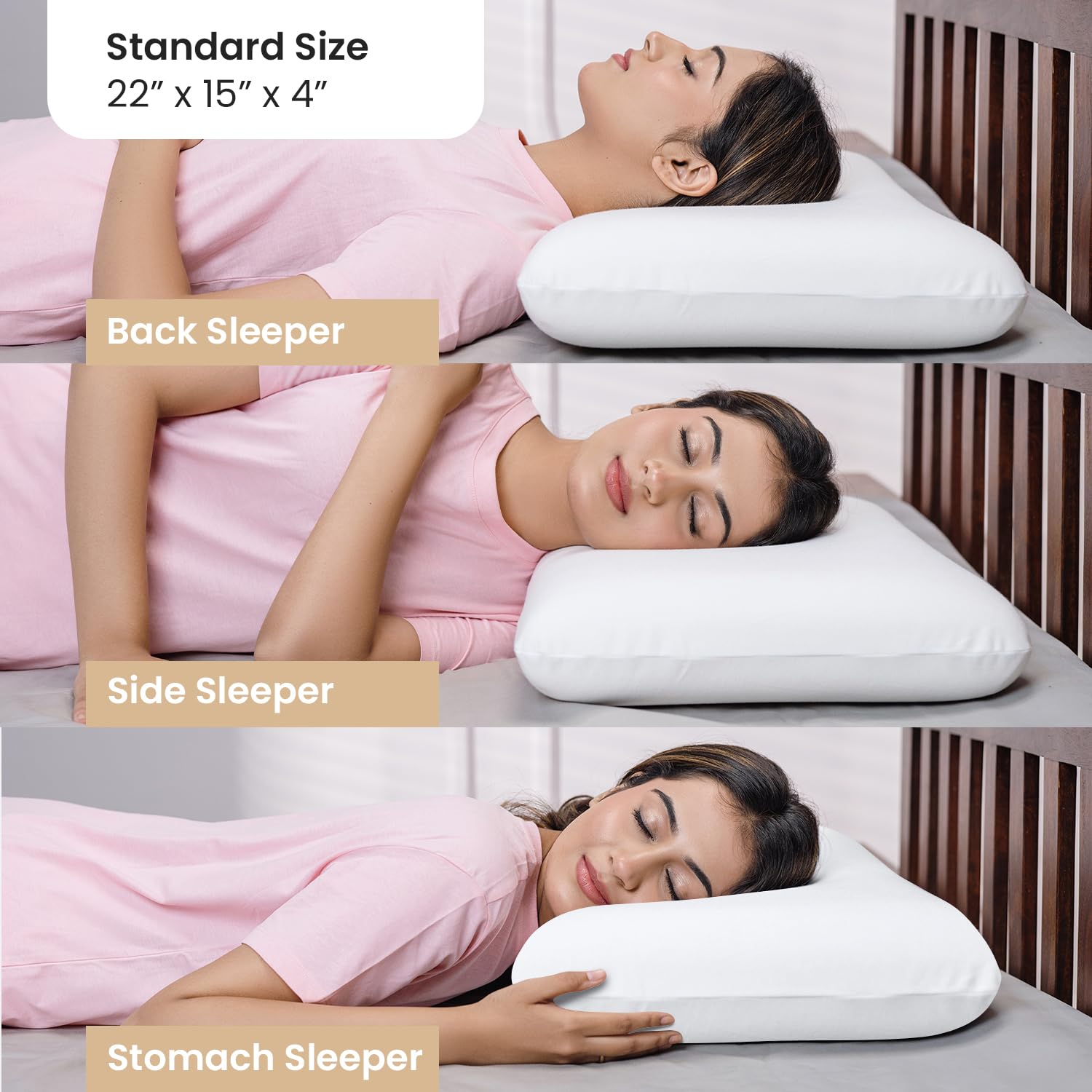 Memory Foam Pillow For Neck & Shoulder Pain, White, Standard Size - 4 Inch | Washable Zipper Cover, Cooling, Lightweight, Adjustable, Compressible, Removable Cover Pillow - Pack Of 1