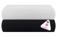 Casa Copenhagen Designed In Denmark Waffle Super Soft 2 Pieces 100% Cotton Large Bath Towel 525 Gsm - Black & White