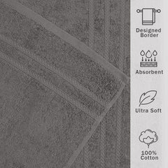 Troveo Super Soft Cotton Hand Towels 400 Gsm | Super Absorbent Multipurpose Hand Towel For Home Gym Workout Traveling Running & Kitchen (Steel Grey) - Pack Of 2