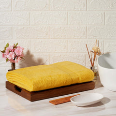Kopa Quick Dry 100% Cotton Soft Terry Bath Towel 380 Gsm | Quick Dry 100% Cotton Super Absorbent, Lightweight (D'Ross) Bath Towel (Yellow)