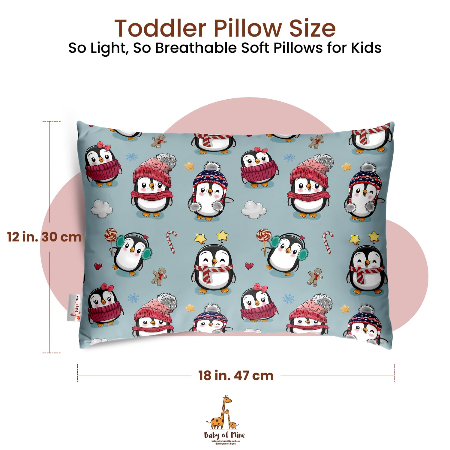 Premium Baby Pillow For Kids, Super Soft Cotton Kids Cushion - 12 X 18 Inches | For 5 Years Old Kids, Adorable Animal & Cartoon Prints | Bed Pillow, Washable, Easy To Care - Pillow 10