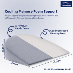 Memory Foam Pregnancy Pillow Wedge For Pregnant Women, Back Support, Grey | Maternity Belly & Back Support Cushion For Sleeping Comfort | Portable, Soft Baby Bump Support Pillow