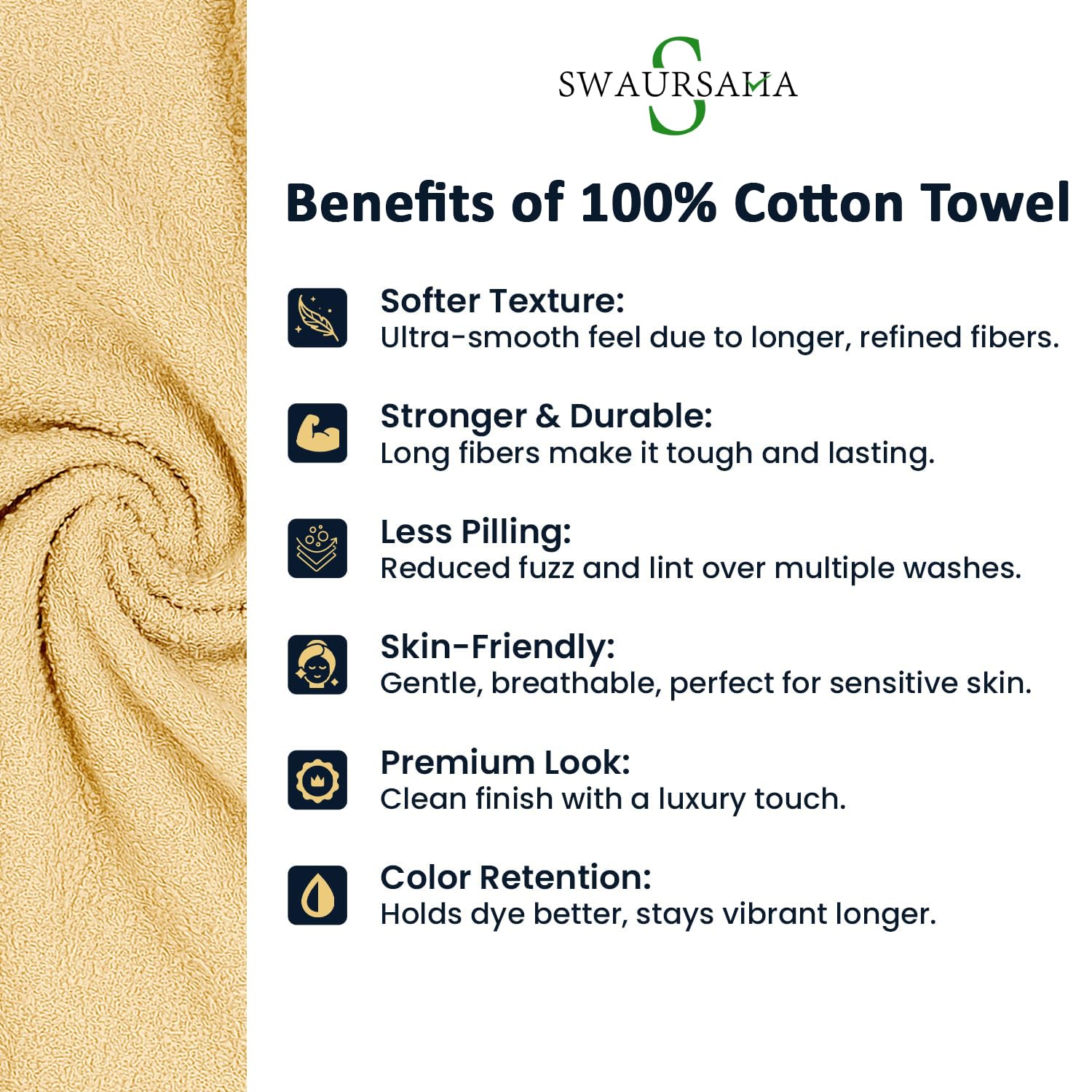 Swaursaha Premium Cotton Bath Towel 600 Gsm | Ultra Soft, Quick Dry, Super Absorbent Towel For Home, Spa, Gym & Travel (Beige)