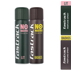 Fastrack No Nasties Lit + Badass Deodorant Perfume Spray 135ml 4.5 Fl.oz. Each Pack Of 2 | Unisex Fragrance