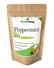 VedaYug Peppermint Herbal Tea - 40 Tea Bags, 52gm, 1.8 Ounce | Rich Flavor & Fragrance, Sleep & Stress Relief Tea - Caffeine Free, No Additives | Use For Ice & Hot Tea