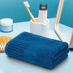 Mush Hearth & Haven Bamboo Large Size Bath Towels 900 Gsm | Bamboo Bath Towel Soft, Highly Absorbent & Quick Dry (Steel Blue & Teal) - Pack Of 2