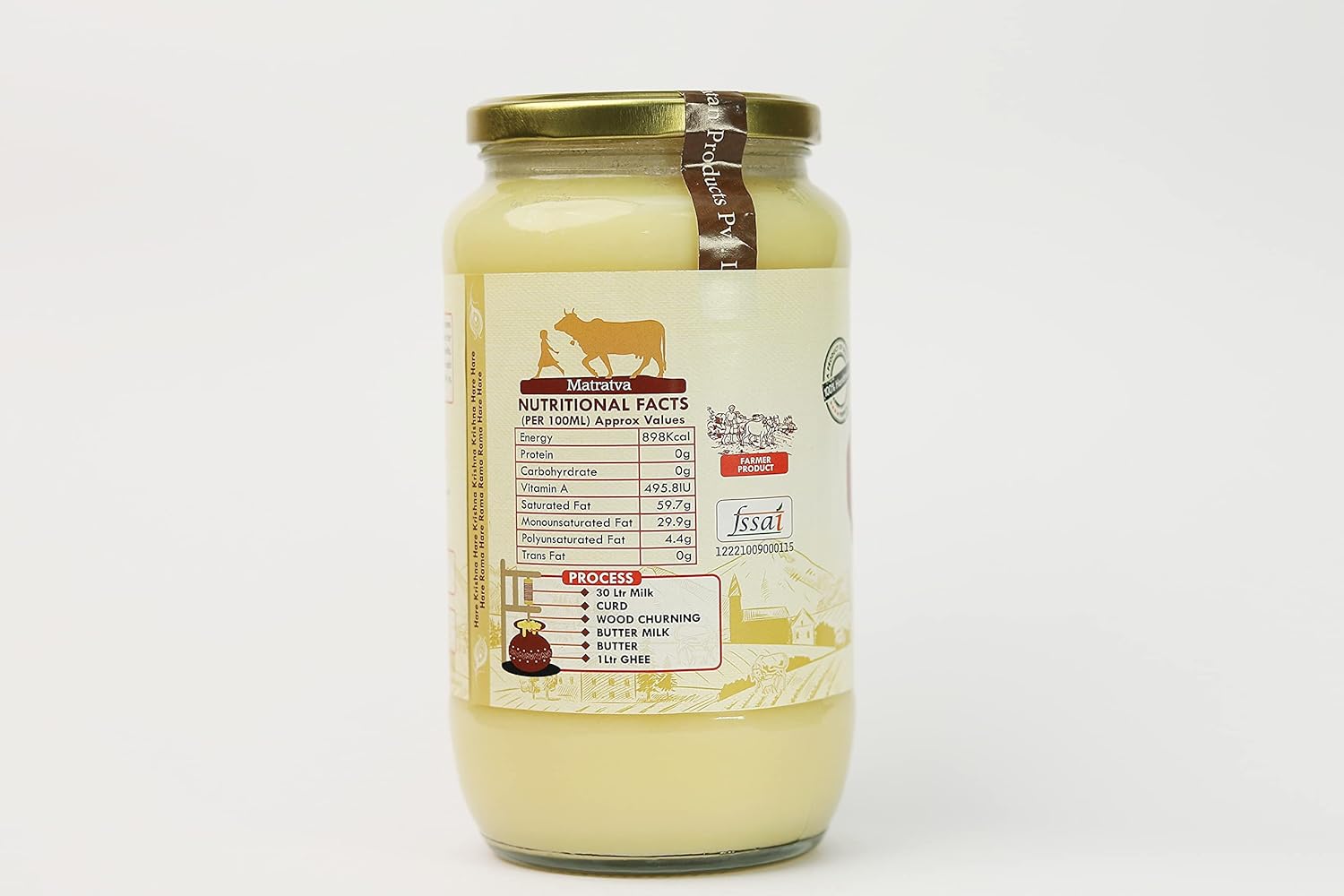 Organic Natural Desi Gir Cow A2 Ghee By Matratva | Naturally & Healthy Pure Vedic Cow Ghee Perfect For Digestive Health | (1 Litre) 33.8 Ounce | Jar Pack