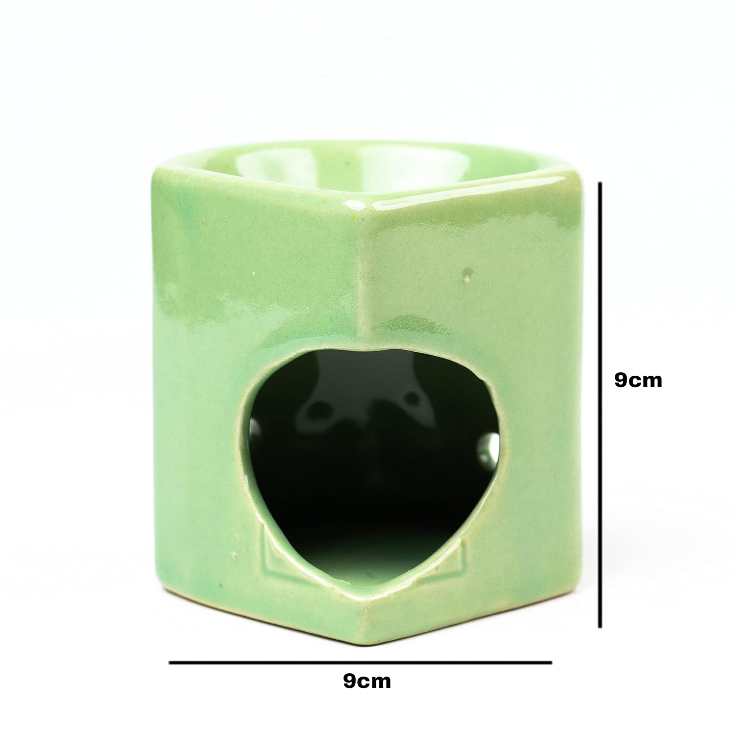 GREEN HANDCRAFTED SMALL CERAMIC BURNER WITH T-LIGHT CANDLE SET OF 1